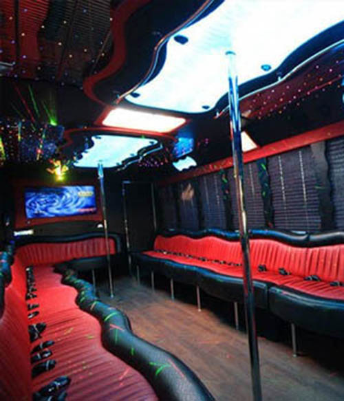 Party bus interior with a great sound system